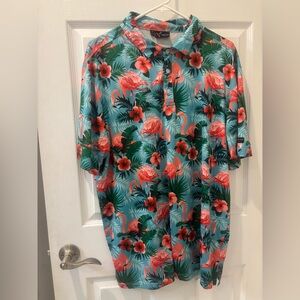 Yatta Golf Men's Tropical Print/ Flamingo Golf  Shirt‎